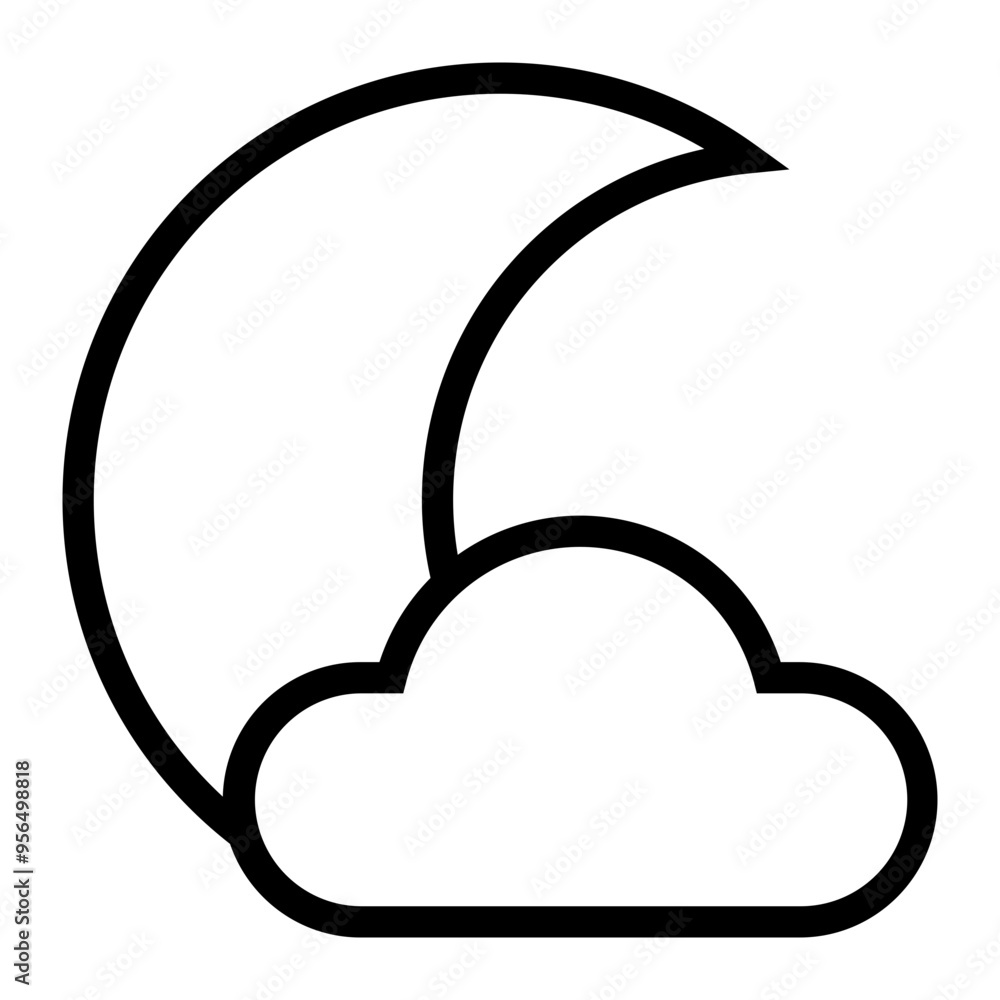 Crescent Night Cloud Haunted Halloween Single Icon Outline Style Crescent Night Cloud Haunted Halloween Single Icon Outline Style
