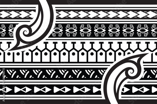 Polynesian tattoo tribal band design. Samoan tattoo tribal ornament border.
 Decorative seamless pattern.