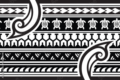 Polynesian tattoo tribal band design. Samoan tattoo tribal ornament border.
 Decorative seamless pattern.