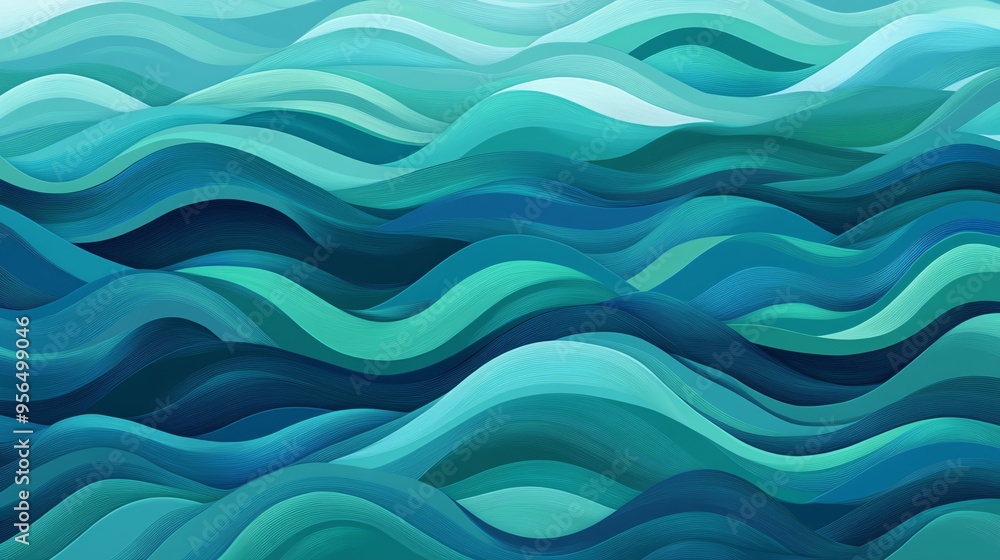 Fototapeta premium Abstract ocean waves in blue and green colors.