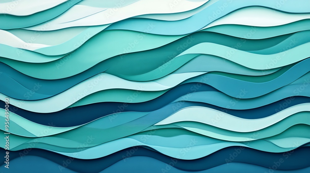 Abstract paper cut style blue wave background. Abstract paper cut style blue wave background.