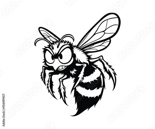 Cartoon angry bee
