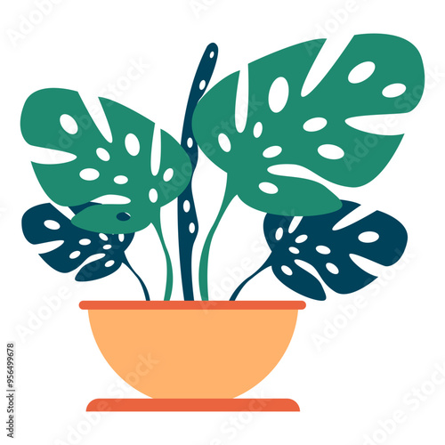 Indoor Potted Monstera Plants Illustration