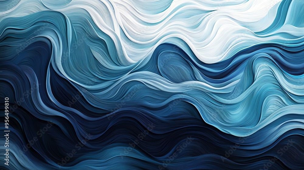 Fototapeta premium Abstract wave pattern in shades of blue.