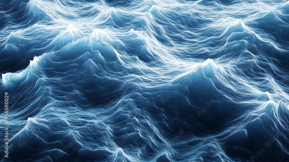 Fototapeta premium Abstract digital painting of ocean waves.