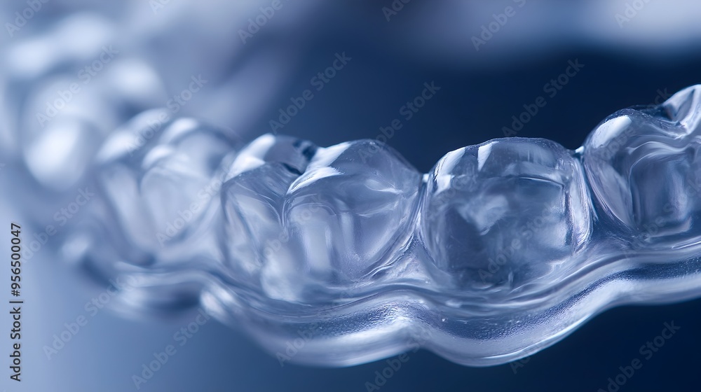 A macro close up photograph highlighting the intricate details and transparent design of a dental retainer A macro close up photograph highlighting the intricate details and transparent design of a dental retainer