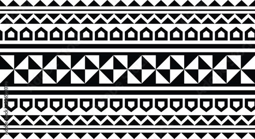 Polynesian pattern tribal tattoo border. Tribal tattoo geometric fore arm samoan band. Tattoo eps forearm samoan sleeve bracelet. Fabric seamless isolated hawaiian pattern on white background.