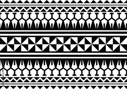 Polynesian tattoo tribal band design. Samoan tattoo tribal ornament border.
 Decorative seamless pattern.