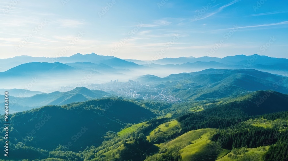 an aerial view of a mountain range on the outskirts of a city, where nature meets urban development, showcasing the contrast between rugged landscapes and modern architecture an aerial view of a mountain range on the outskirts of a city, where nature meets urban development, showcasing the contrast between rugged landscapes and modern architecture