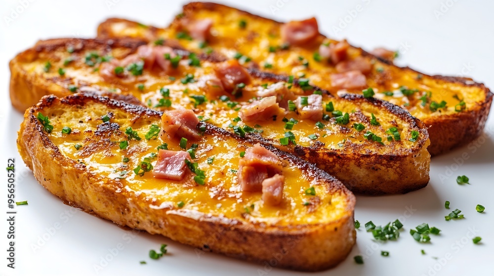 Corn toast with ham and Oaxaca cheese on white background Traditional mexican food : Generative AI Corn toast with ham and Oaxaca cheese on white background Traditional mexican food : Generative AI