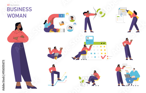 business woman. Flat Vector Illustration