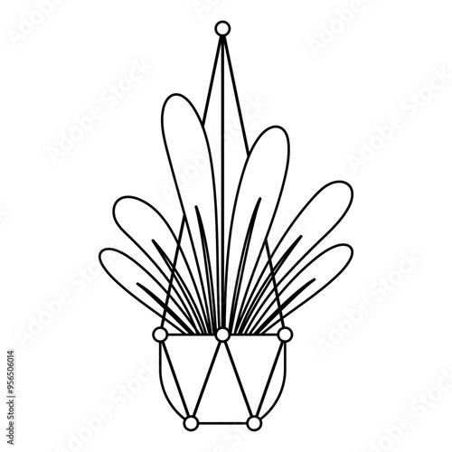 Indoor Potted Plants Line Art Illustration perfect for your design needs, for posters, patterns, borders, and backgrounds related to flowers and plants