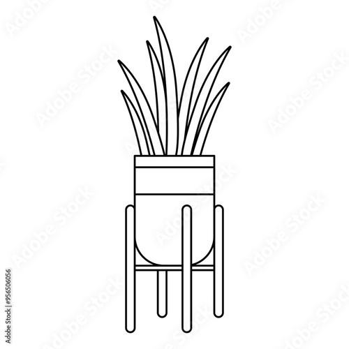 Indoor Potted Plants Line Art Illustration perfect for your design needs, for posters, patterns, borders, and backgrounds related to flowers and plants