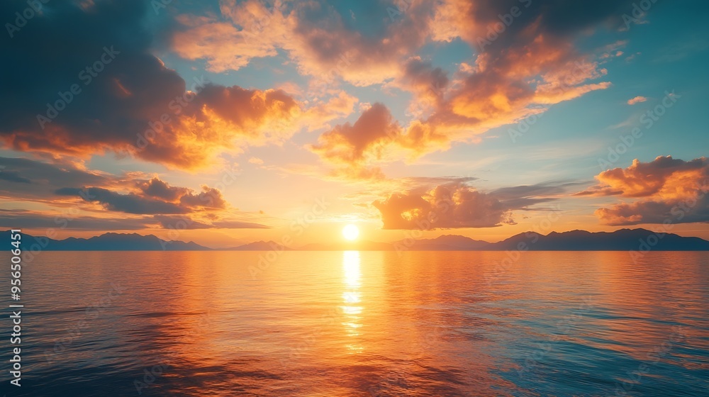 Sunset or sunrise sky Clouds over water Golden Dawn Dramatic coast nature background Beautiful sea beach at sunset Morning shoreline sunlight : Generative AI Sunset or sunrise sky Clouds over water Golden Dawn Dramatic coast nature background Beautiful sea beach at sunset Morning shoreline sunlight : Generative AI