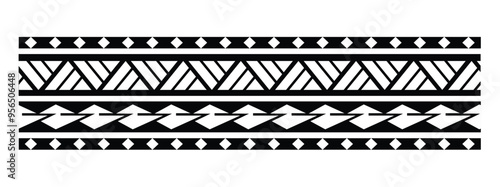 Polynesian tattoo tribal band design. Samoan tattoo tribal ornament border.
 Decorative seamless pattern.