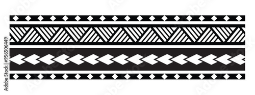 Polynesian tattoo tribal band design. Samoan tattoo tribal ornament border.
 Decorative seamless pattern.