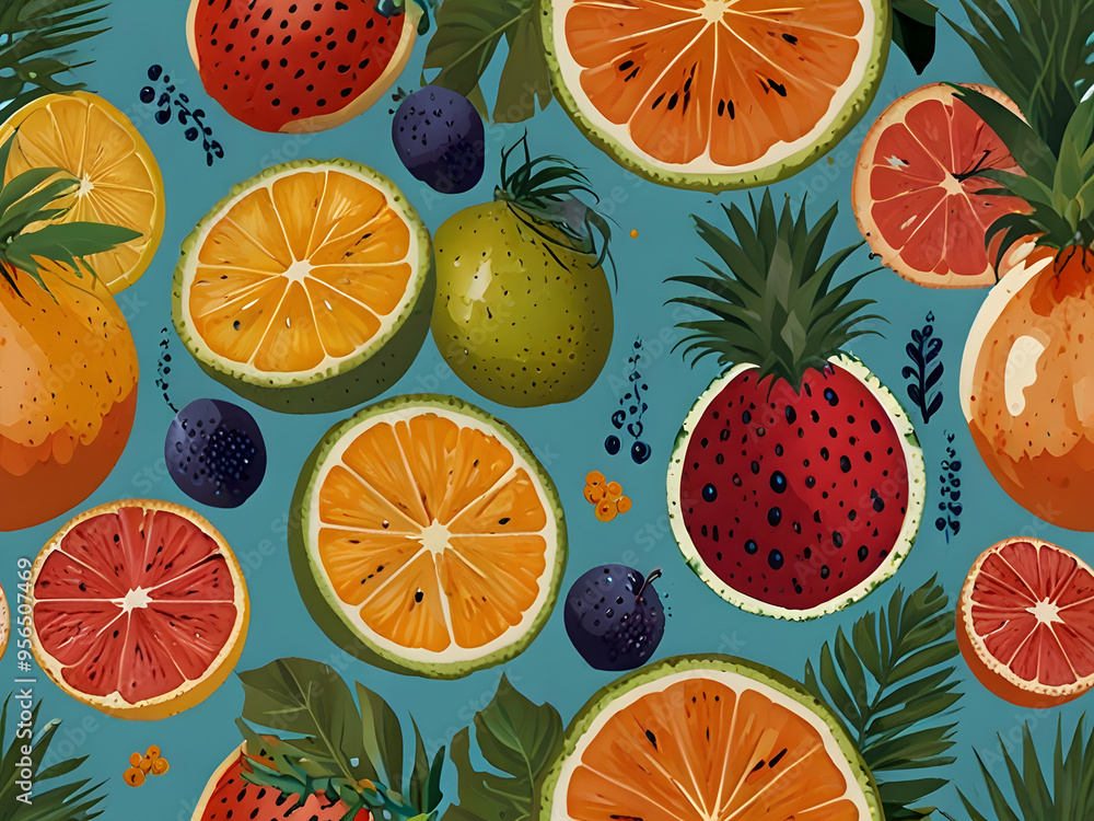 seamless background with fruit,Ai generated seamless background with fruit,Ai generated