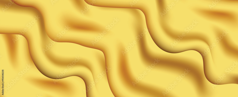 Obraz premium Close-up texture of natural gold silk. Light Golden fabric smooth texture surface background. Smooth elegant gold silk in Sepia toned. Texture, background, pattern, template. 3D vector