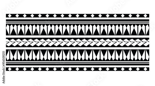 Polynesian tattoo tribal band design. Samoan tattoo tribal ornament border.
 Decorative seamless pattern.