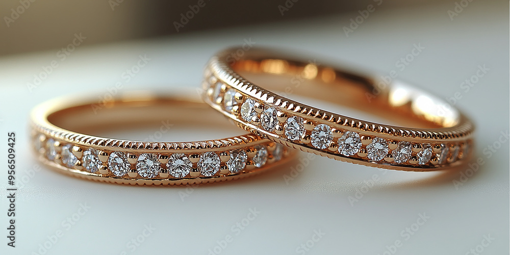 Elegant wedding rings lying side by side Elegant wedding rings lying side by side