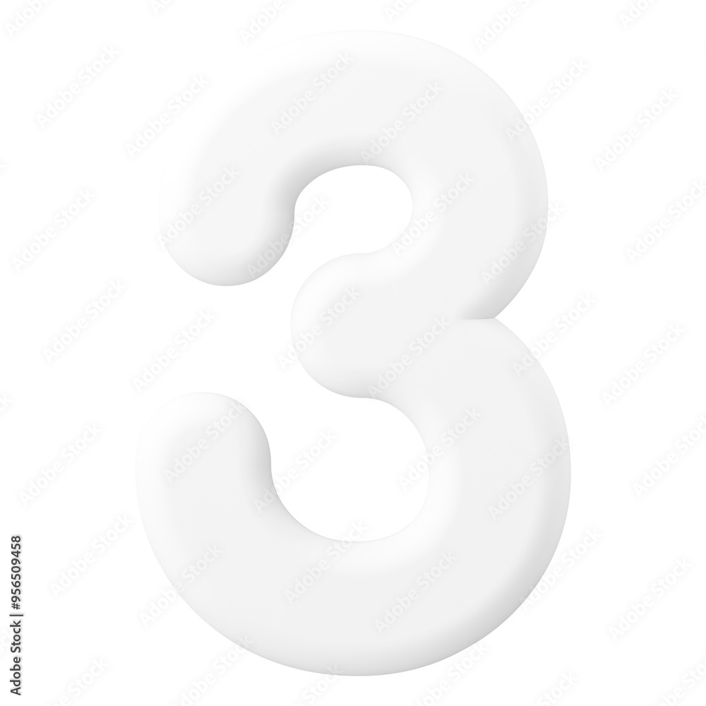 3 number png sticker, 3D rendering on transparent background 3 number png sticker, 3D rendering on transparent background