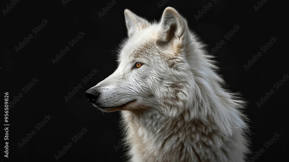 Close-up Portrait of a White Wolf with Amber Eyes Close-up Portrait of a White Wolf with Amber Eyes