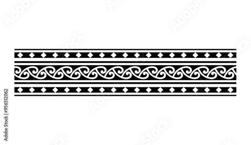 Polynesian tattoo tribal band design. Samoan tattoo tribal ornament border.
 Decorative seamless pattern.