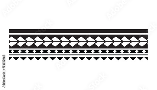 Polynesian tattoo tribal band design. Samoan tattoo tribal ornament border.
 Decorative seamless pattern.