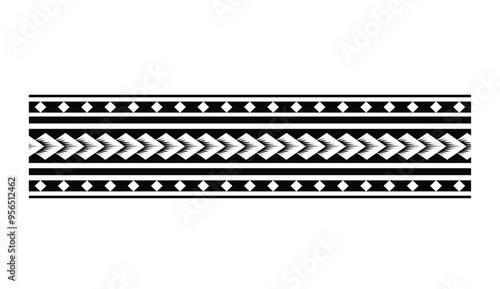 Polynesian tattoo tribal band design. Samoan tattoo tribal ornament border.
 Decorative seamless pattern.