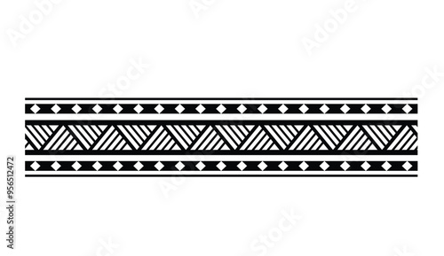 Polynesian tattoo tribal band design. Samoan tattoo tribal ornament border.
 Decorative seamless pattern.