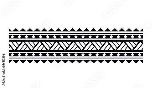 Polynesian tattoo tribal band design. Samoan tattoo tribal ornament border.
 Decorative seamless pattern.
