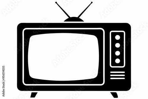 tv vector silhouette, Black television icon, television silhouette vector illustration