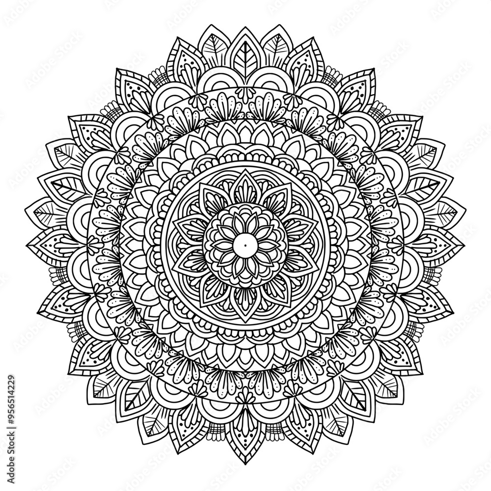 Fototapeta premium Simple mandala design for coloring. beautiful mandala art for coloring book, mandala design mandala pattern design with hand drawn.