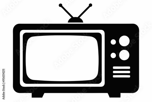 tv vector silhouette, Black television icon, television silhouette vector illustration