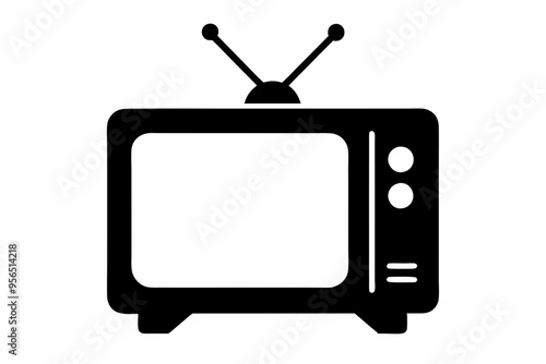 tv vector silhouette, Black television icon, television silhouette vector illustration