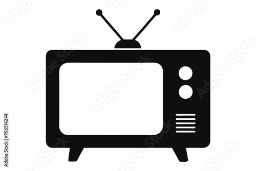 tv vector silhouette, Black television icon, television silhouette vector illustration