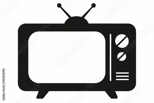 television silhouette vector, tv icon symbol	
