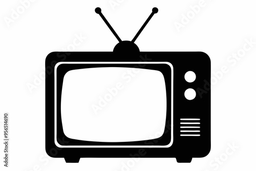 television silhouette vector, tv icon symbol	
