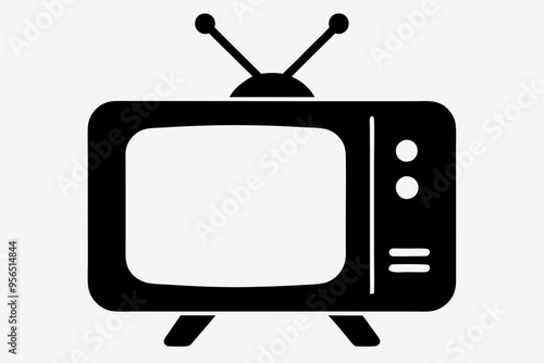television silhouette vector, tv icon symbol	
