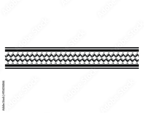 Polynesian design tribal tattoo border. Tribal design ethnic maori band. Tattoo ribbon sleeve bracelet. Fabric seamless isolated hawaiian pattern on white background.