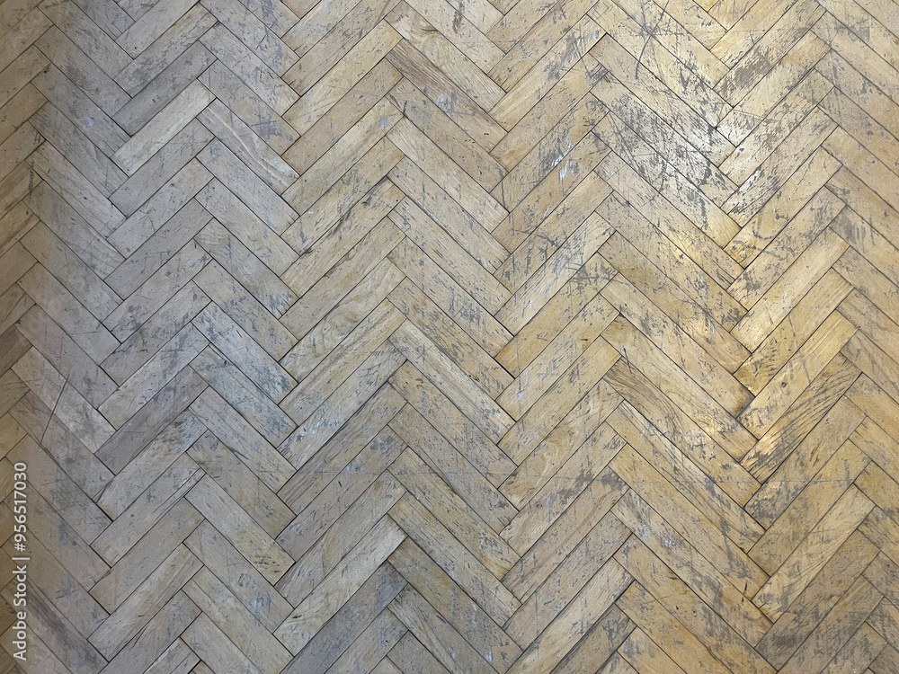 Old dirty wooden parquet, top view