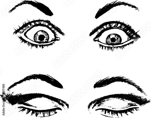 Woman Eyes Emotions Surprise and Slipping