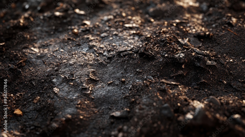 Close-Up of Rich, Dark Soil with Organic Matter and Texture, Perfect for Gardening and Agriculture Themes Close-Up of Rich, Dark Soil with Organic Matter and Texture, Perfect for Gardening and Agriculture Themes