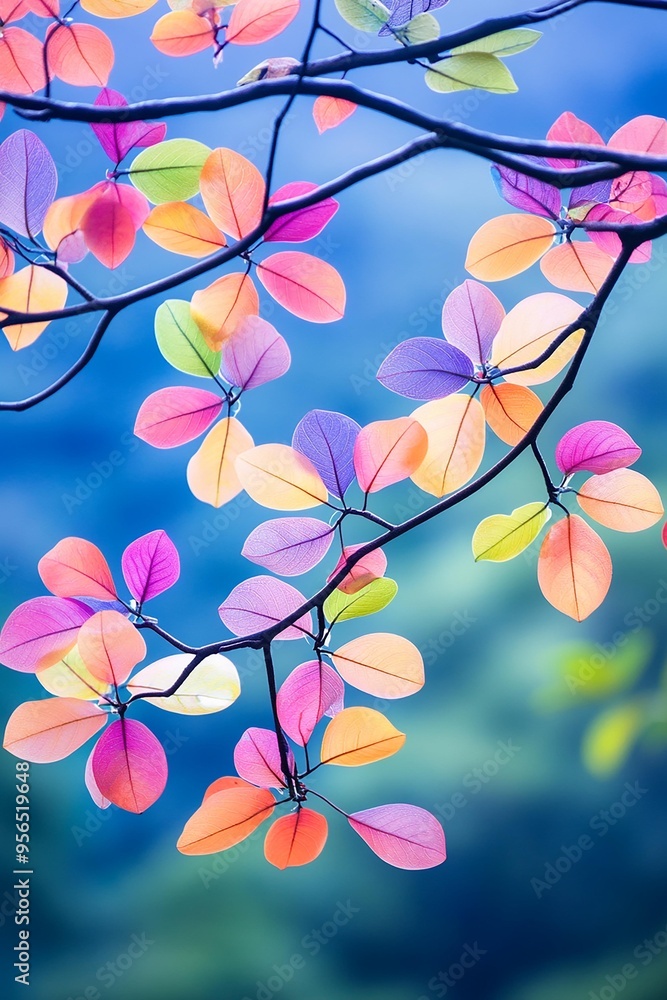Vibrant and colorful leaves create a stunning display, highlighting the beauty of nature in a soft, blurred background. Vibrant and colorful leaves create a stunning display, highlighting the beauty of nature in a soft, blurred background.