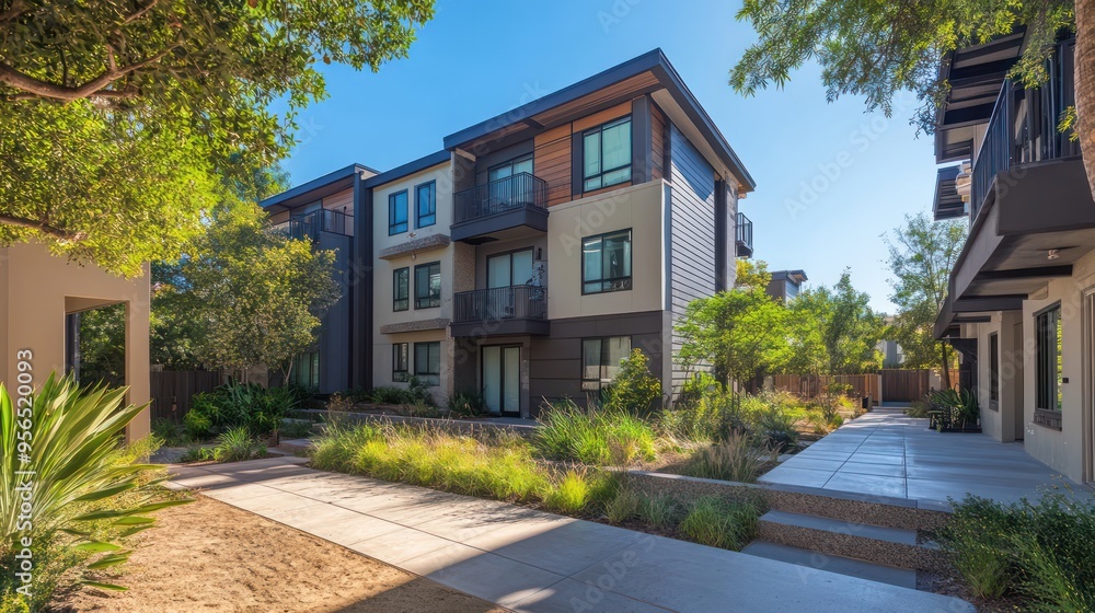 contemporary studio with sleek granite siding, in a vibrant arts district contemporary studio with sleek granite siding, in a vibrant arts district