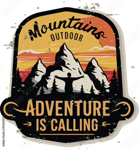 Mountains Outdoor, T-shirt Vector Design  photo