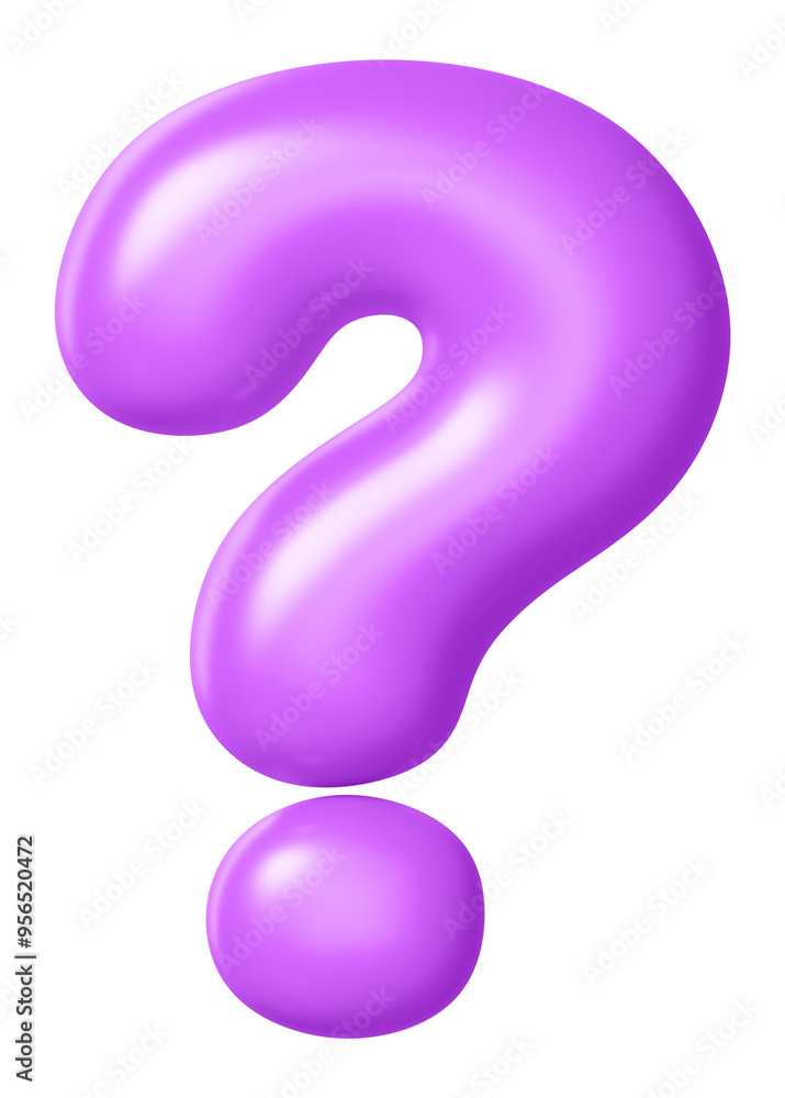 Naklejka premium 3D Question mark png symbol sticker, purple balloon texture, transparent background