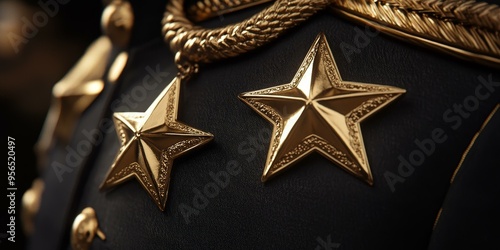 Two golden stars on a black uniform.