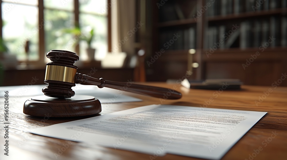 Property Lawyer desk with gavel and contract paper of attorney nobody no people : Generative AI Property Lawyer desk with gavel and contract paper of attorney nobody no people : Generative AI