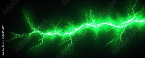 Green lightning, isolated on a black background vector illustration glowing green electric flash thunder lighting blank empty pattern with copy space